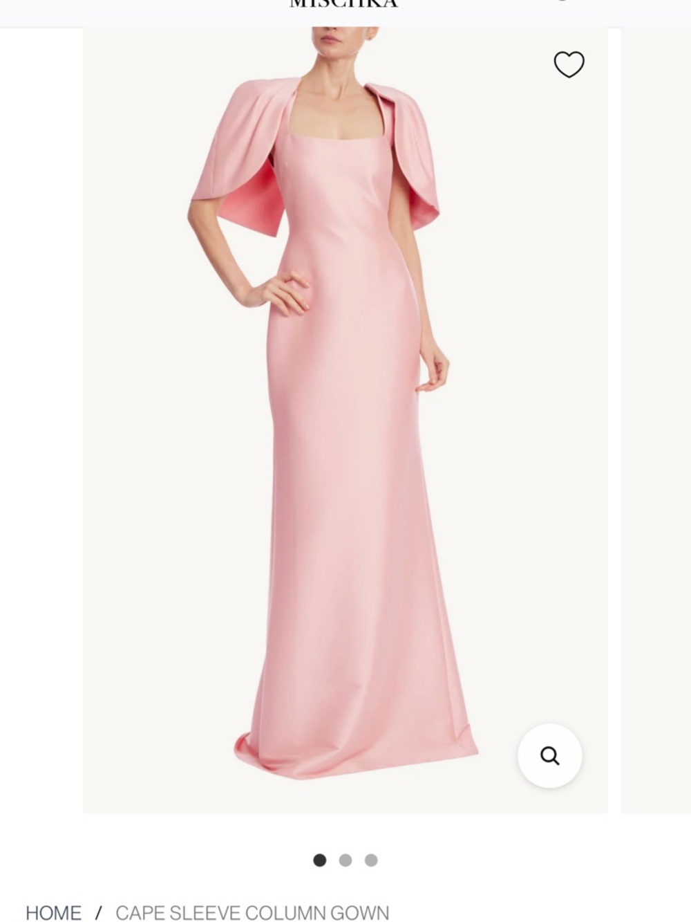 Badgley Mischka Blush Pink Cape-Sleeve Column Gown